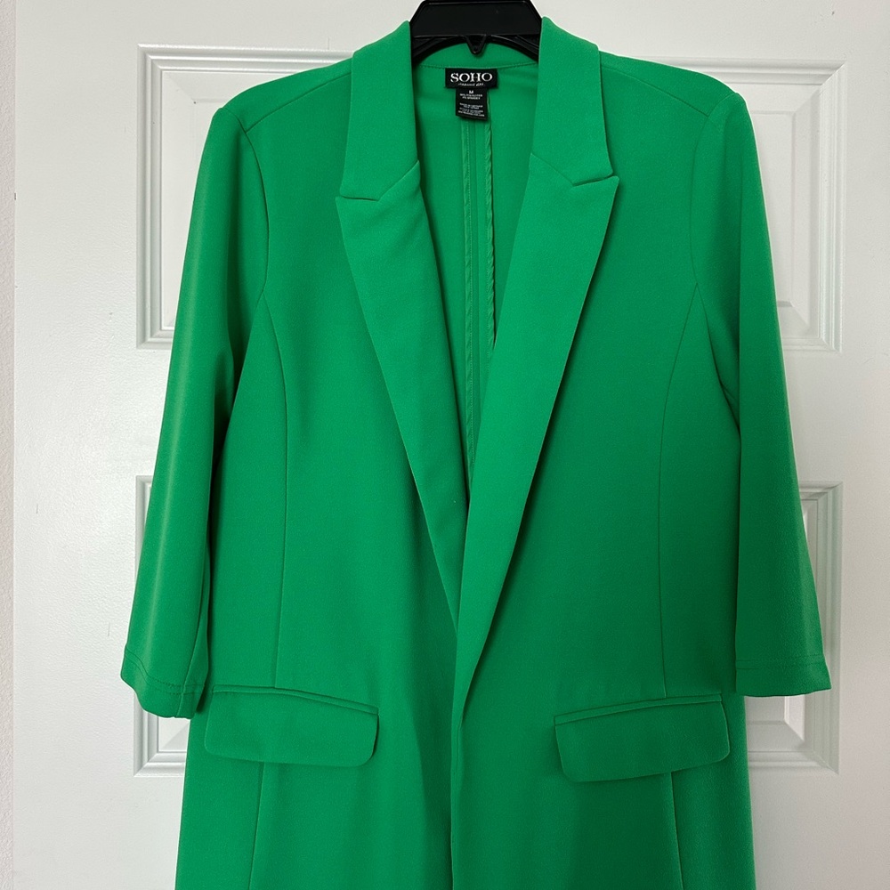 SOHO Bright Green Tailored Open-Front Blazer